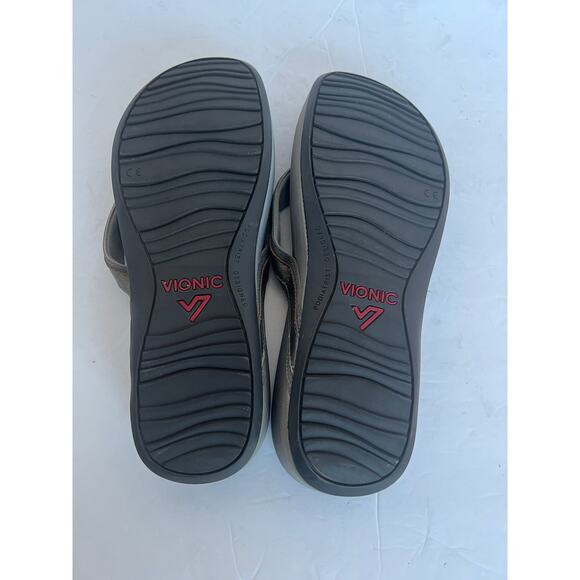 Vionic Tide II Comfort Flat Gray Thong Straps Flip Flop Sandals Size 10 - Picture 10 of 10